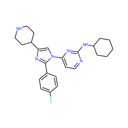 Fc1ccc(-c2nc(C3CCNCC3)cn2-c2ccnc(NC3CCCCC3)n2)cc1 ZINC000027107790