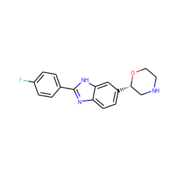 Fc1ccc(-c2nc3ccc([C@H]4CNCCO4)cc3[nH]2)cc1 ZINC000205122461