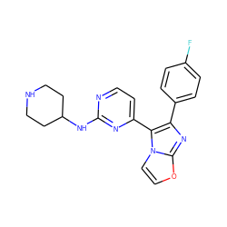 Fc1ccc(-c2nc3occn3c2-c2ccnc(NC3CCNCC3)n2)cc1 ZINC000063539886