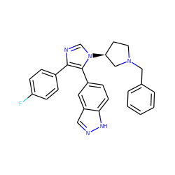 Fc1ccc(-c2ncn([C@H]3CCN(Cc4ccccc4)C3)c2-c2ccc3[nH]ncc3c2)cc1 ZINC000066073646