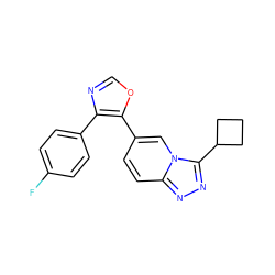 Fc1ccc(-c2ncoc2-c2ccc3nnc(C4CCC4)n3c2)cc1 ZINC000014961274