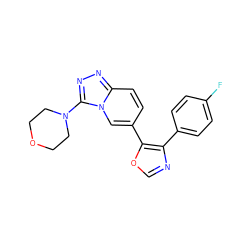 Fc1ccc(-c2ncoc2-c2ccc3nnc(N4CCOCC4)n3c2)cc1 ZINC000014961319