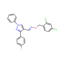 Fc1ccc(-c2nn(-c3ccccc3)cc2/C=N/OCc2ccc(Cl)cc2Cl)cc1 ZINC000653688017