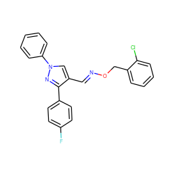 Fc1ccc(-c2nn(-c3ccccc3)cc2/C=N/OCc2ccccc2Cl)cc1 ZINC000653769975