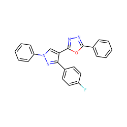 Fc1ccc(-c2nn(-c3ccccc3)cc2-c2nnc(-c3ccccc3)o2)cc1 ZINC000064527769