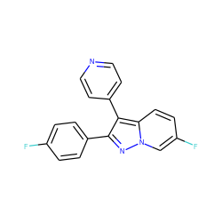 Fc1ccc(-c2nn3cc(F)ccc3c2-c2ccncc2)cc1 ZINC000034041117