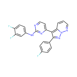 Fc1ccc(-c2nn3ncccc3c2-c2ccnc(Nc3ccc(F)c(F)c3)n2)cc1 ZINC000013582676