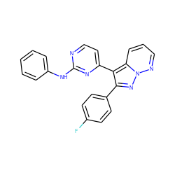 Fc1ccc(-c2nn3ncccc3c2-c2ccnc(Nc3ccccc3)n2)cc1 ZINC000013582671