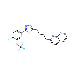 Fc1ccc(-c2nnc(CCCCc3ccc4cccnc4n3)o2)cc1OC(F)(F)F ZINC000095574751