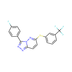 Fc1ccc(-c2nnc3ccc(Sc4cccc(C(F)(F)F)c4)nn23)cc1 ZINC000095601398