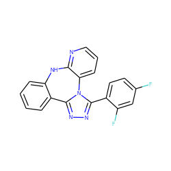 Fc1ccc(-c2nnc3n2-c2cccnc2Nc2ccccc2-3)c(F)c1 ZINC000096173948