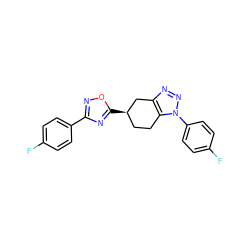 Fc1ccc(-c2noc([C@@H]3CCc4c(nnn4-c4ccc(F)cc4)C3)n2)cc1 ZINC000653767954