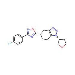 Fc1ccc(-c2noc([C@H]3CCc4c(nnn4[C@@H]4CCOC4)C3)n2)cc1 ZINC000653768983