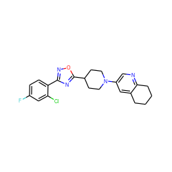 Fc1ccc(-c2noc(C3CCN(c4cnc5c(c4)CCCC5)CC3)n2)c(Cl)c1 ZINC000040405422