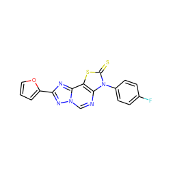 Fc1ccc(-n2c(=S)sc3c2ncn2nc(-c4ccco4)nc32)cc1 ZINC000049072968