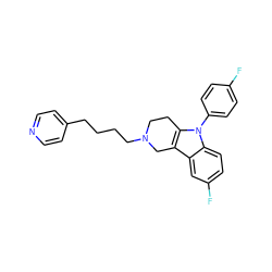 Fc1ccc(-n2c3c(c4cc(F)ccc42)CN(CCCCc2ccncc2)CC3)cc1 ZINC000029487655