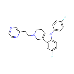 Fc1ccc(-n2c3c(c4cc(F)ccc42)CN(CCc2cnccn2)CC3)cc1 ZINC000029488462