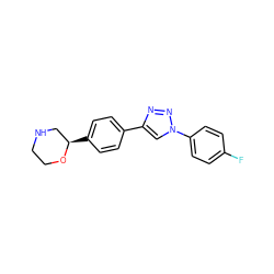 Fc1ccc(-n2cc(-c3ccc([C@@H]4CNCCO4)cc3)nn2)cc1 ZINC000205120205