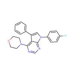 Fc1ccc(-n2cc(-c3ccccc3)c3c(N4CCOCC4)ncnc32)cc1 ZINC000001447524