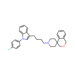 Fc1ccc(-n2cc(CCCCN3CCC4(CC3)COCc3ccccc34)c3ccccc32)cc1 ZINC000013741554