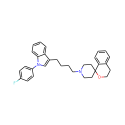 Fc1ccc(-n2cc(CCCCN3CCC4(CC3)OCCc3ccccc34)c3ccccc32)cc1 ZINC000013741553