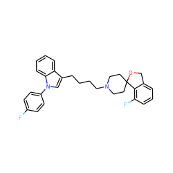 Fc1ccc(-n2cc(CCCCN3CCC4(CC3)OCc3cccc(F)c34)c3ccccc32)cc1 ZINC000013741542