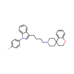 Fc1ccc(-n2cc(CCCCN3CCC4(CCOc5ccccc54)CC3)c3ccccc32)cc1 ZINC000013741555