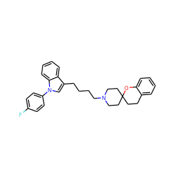 Fc1ccc(-n2cc(CCCCN3CCC4(CCc5ccccc5O4)CC3)c3ccccc32)cc1 ZINC000013741552