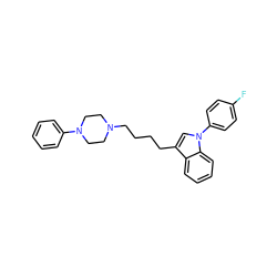 Fc1ccc(-n2cc(CCCCN3CCN(c4ccccc4)CC3)c3ccccc32)cc1 ZINC000013741510