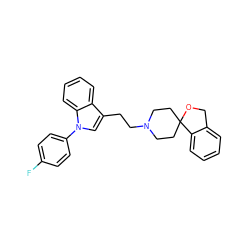 Fc1ccc(-n2cc(CCN3CCC4(CC3)OCc3ccccc34)c3ccccc32)cc1 ZINC000026147021