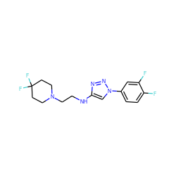 Fc1ccc(-n2cc(NCCN3CCC(F)(F)CC3)nn2)cc1F ZINC000209677141