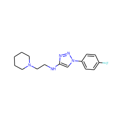 Fc1ccc(-n2cc(NCCN3CCCCC3)nn2)cc1 ZINC000143093978