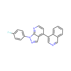 Fc1ccc(-n2ncc3c(-c4cncc5ccccc45)ccnc32)cc1 ZINC000140170202