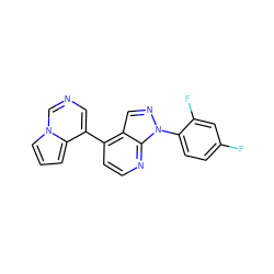 Fc1ccc(-n2ncc3c(-c4cncn5cccc45)ccnc32)c(F)c1 ZINC000139920316