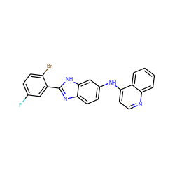 Fc1ccc(Br)c(-c2nc3ccc(Nc4ccnc5ccccc45)cc3[nH]2)c1 ZINC000299826931
