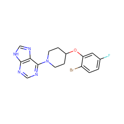 Fc1ccc(Br)c(OC2CCN(c3ncnc4[nH]cnc34)CC2)c1 ZINC000072123079