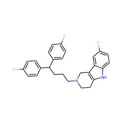 Fc1ccc(C(CCCN2CCc3[nH]c4ccc(F)cc4c3C2)c2ccc(F)cc2)cc1 ZINC000029486686