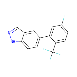 Fc1ccc(C(F)(F)F)c(-c2ccc3[nH]ncc3c2)c1 ZINC000169329438