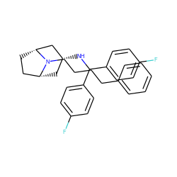 Fc1ccc(C(N[C@@H]2C[C@@H]3CC[C@H](C2)N3CCCCc2ccccc2)c2ccc(F)cc2)cc1 ZINC000101060975