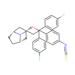 Fc1ccc(C(O[C@@H]2C[C@@H]3CC[C@H](C2)N3CCCc2ccc(N=C=S)cc2)c2ccc(F)cc2)cc1 ZINC000100900679