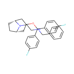 Fc1ccc(C(OC2C[C@@H]3CC[C@H](C2)N3CCNCc2ccccc2)c2ccc(F)cc2)cc1 ZINC000022932180