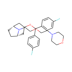 Fc1ccc(C(OC2C[C@@H]3CC[C@H](C2)N3CCOCCN2CCOCC2)c2ccc(F)cc2)cc1 ZINC000013580502