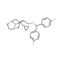 Fc1ccc(C(OCC=C2C[C@@H]3CC[C@H](C2)N3CC2CC2)c2ccc(F)cc2)cc1 ZINC000034884338