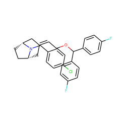 Fc1ccc(C(OCC=C2C[C@@H]3CC[C@H](C2)N3Cc2ccc(Cl)cc2)c2ccc(F)cc2)cc1 ZINC000073197740