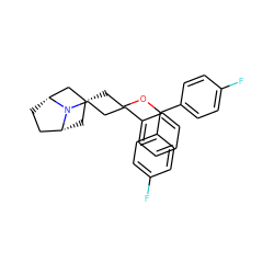 Fc1ccc(C(OCC[C@@H]2C[C@@H]3CC[C@H](C2)N3CCCc2ccccc2)c2ccc(F)cc2)cc1 ZINC000100897349