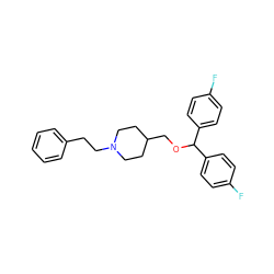 Fc1ccc(C(OCC2CCN(CCc3ccccc3)CC2)c2ccc(F)cc2)cc1 ZINC000013746594