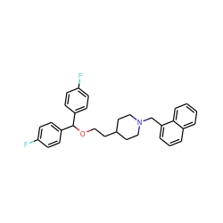 Fc1ccc(C(OCCC2CCN(Cc3cccc4ccccc34)CC2)c2ccc(F)cc2)cc1 ZINC000013491400