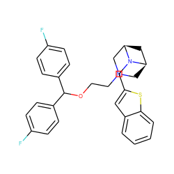 Fc1ccc(C(OCCN2C[C@@H]3C[C@H](C2)N3Cc2cc3ccccc3s2)c2ccc(F)cc2)cc1 ZINC000028713785