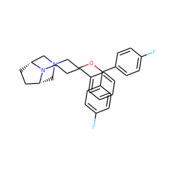 Fc1ccc(C(OCCN2C[C@@H]3CC[C@H](C2)N3CCCc2ccccc2)c2ccc(F)cc2)cc1 ZINC000022940896