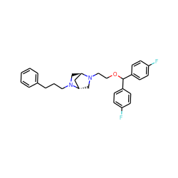 Fc1ccc(C(OCCN2C[C@H]3C[C@H]2CN3CCCc2ccccc2)c2ccc(F)cc2)cc1 ZINC000100870048